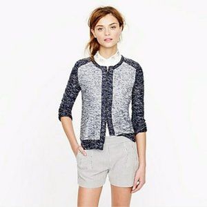 J Crew Colorblock Boucle Tweed Zip bomber jacket